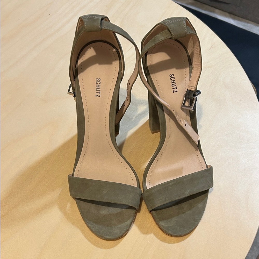 SCHUTZ Olive Block Heel Sandals